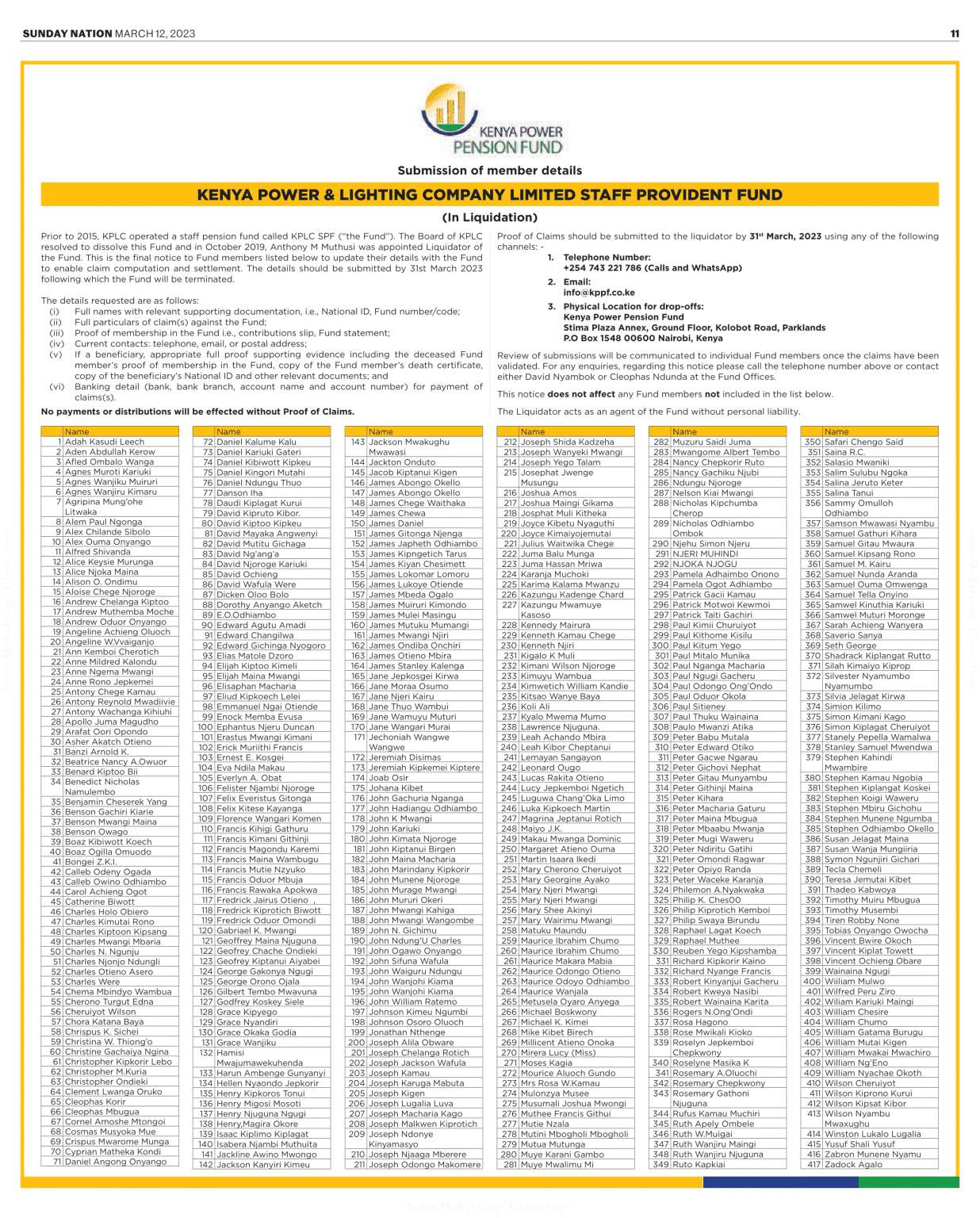 Kenya Power & Lighting Company Limited Staff Provident Fund Kenya